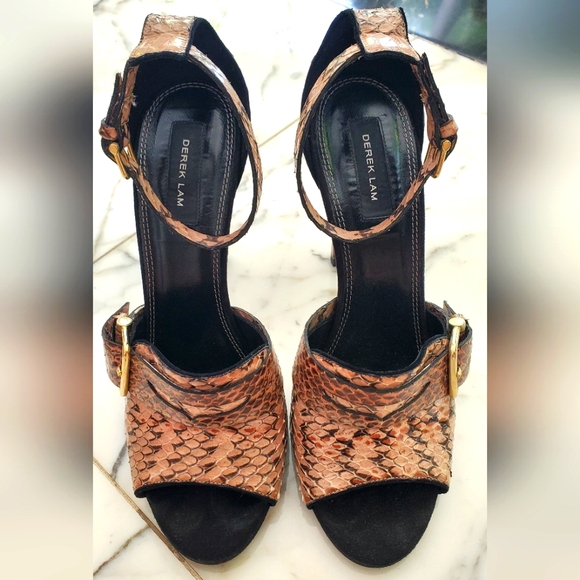 DEREK LAM - size 9-PENNY LOAFER HEELS  - SNAKE SKIN - Picture 2 of 9